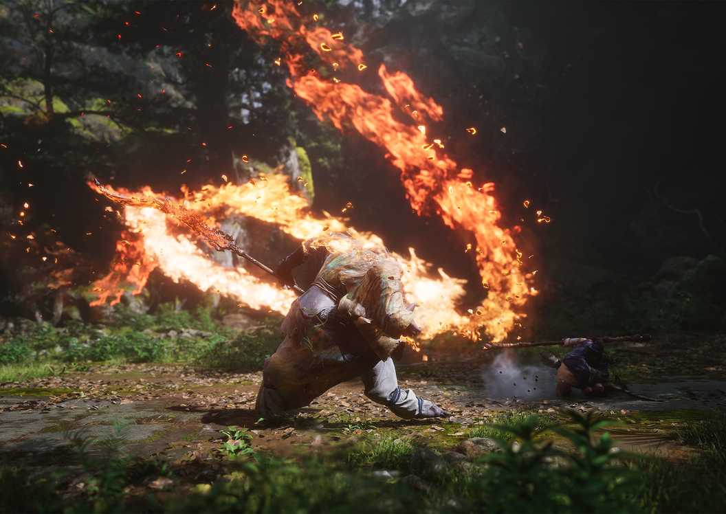 black myth wukong screenshot dodging fire staff boss