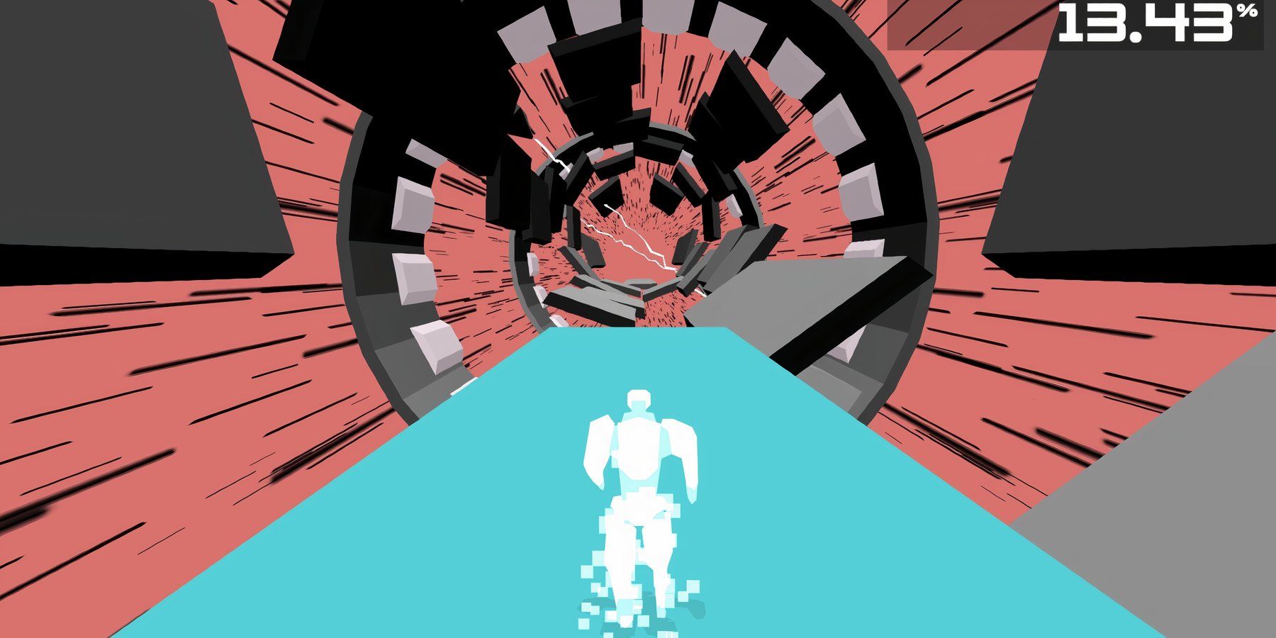 Boson X Gameplay man running through stylistic sci fi coridor