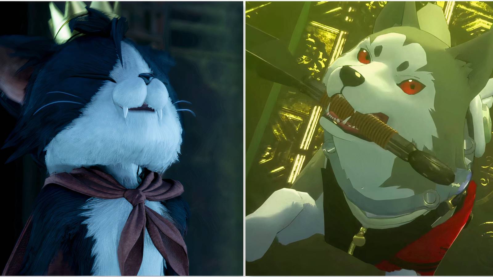Cait Sith from Final Fantasy 7 Rebirth and Koromaru in Persona 3 Reload