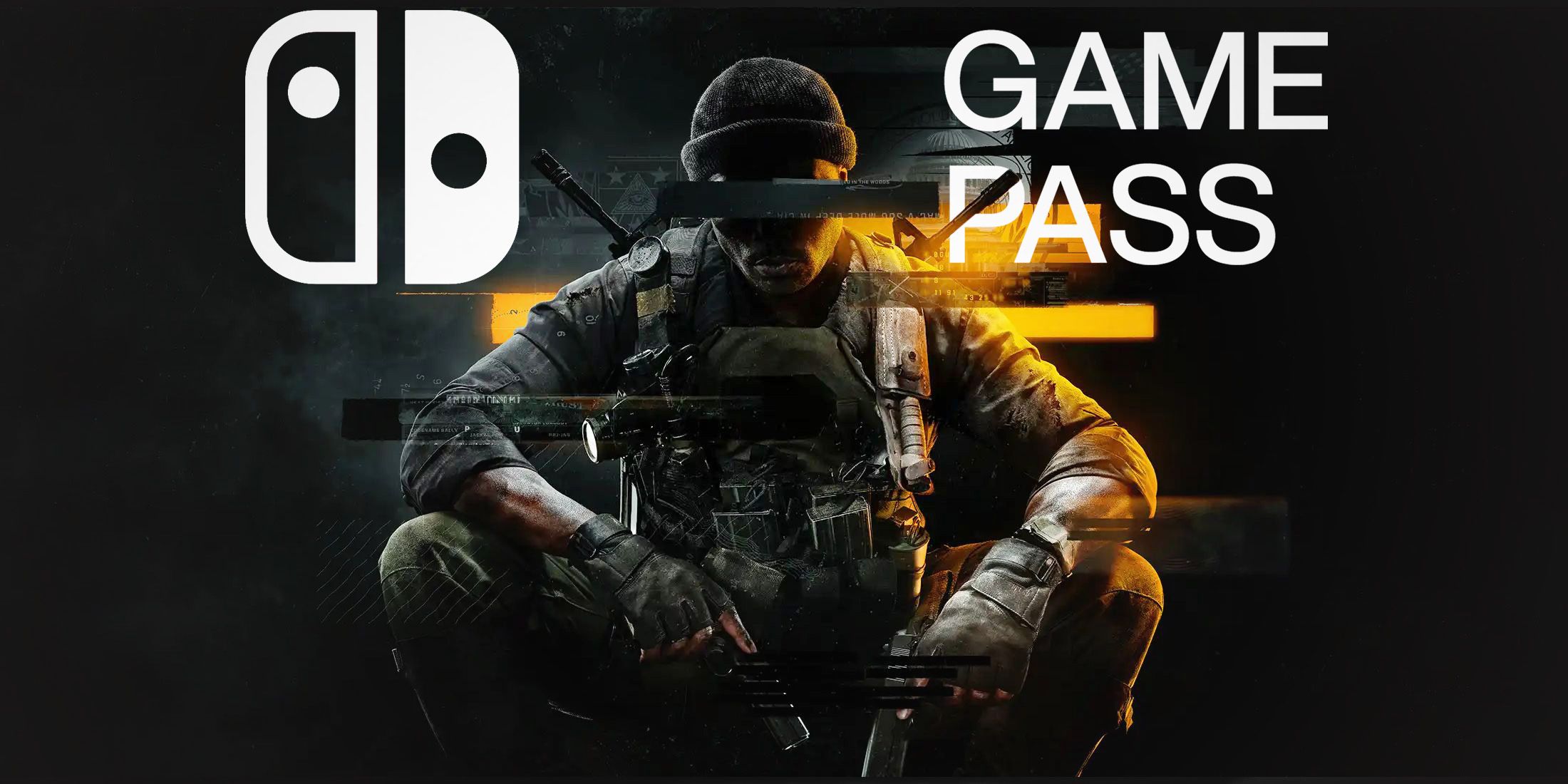 Call of Duty Black Ops 6 key art with white Nintendo Switch and Xbox Game Pass logos