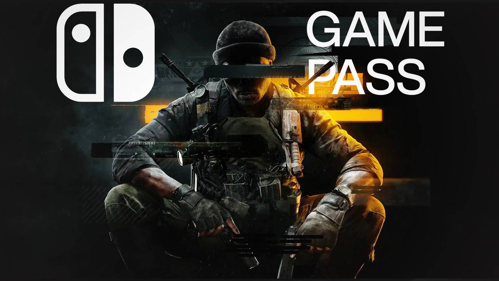 Call of Duty Black Ops 6 key art with white Nintendo Switch and Xbox Game Pass logos