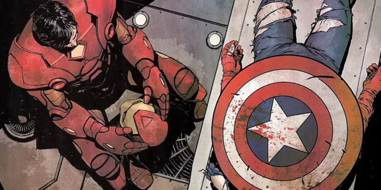 Iron Man stares at Captain America's body in 