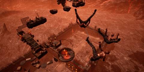 Few players falling from the top in Chained Together.