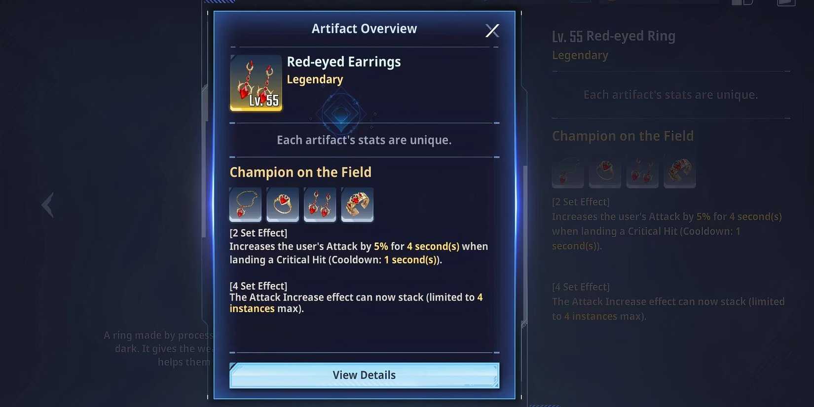 Champion On The Field artifact set description