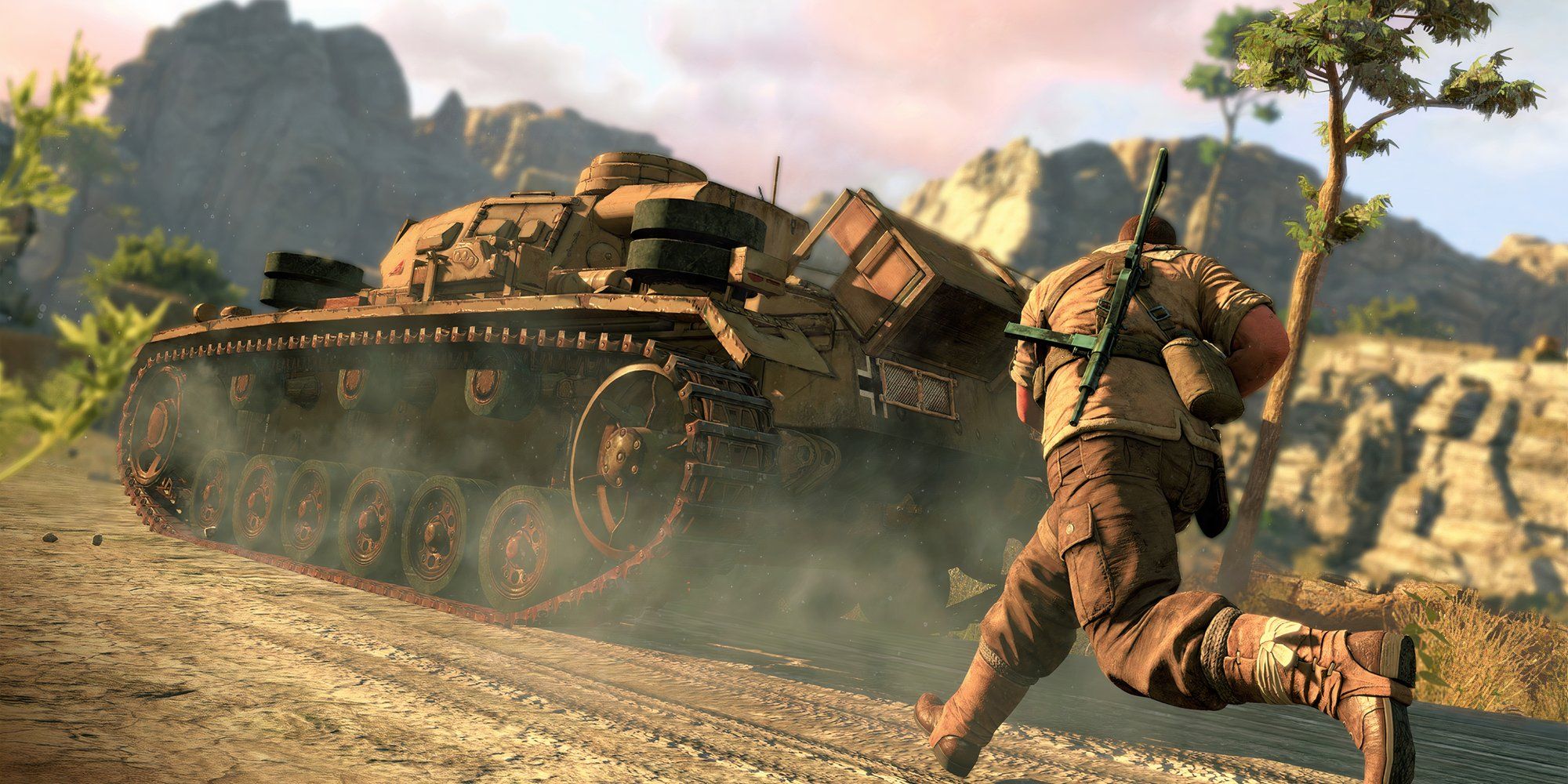 Chasing a tank in Sniper Elite 3