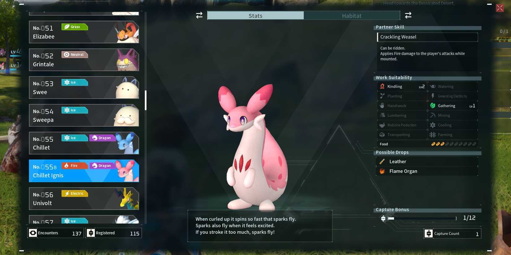 Chillet Ignis in Palworld paldeck