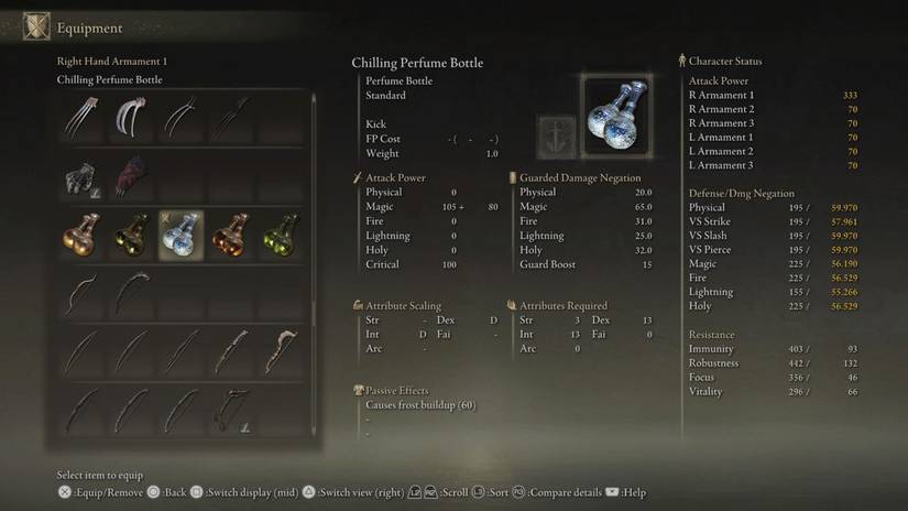 Chilling Perfume Bottle Overview Stat Requirements, Effects, & Skill