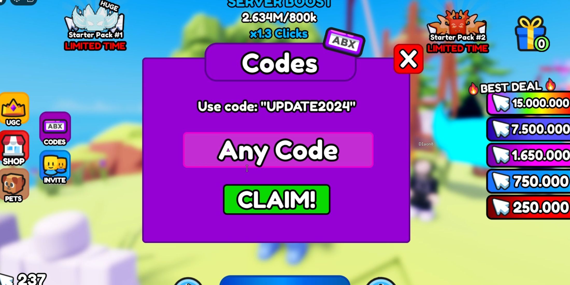 Click for UGC the codes tab