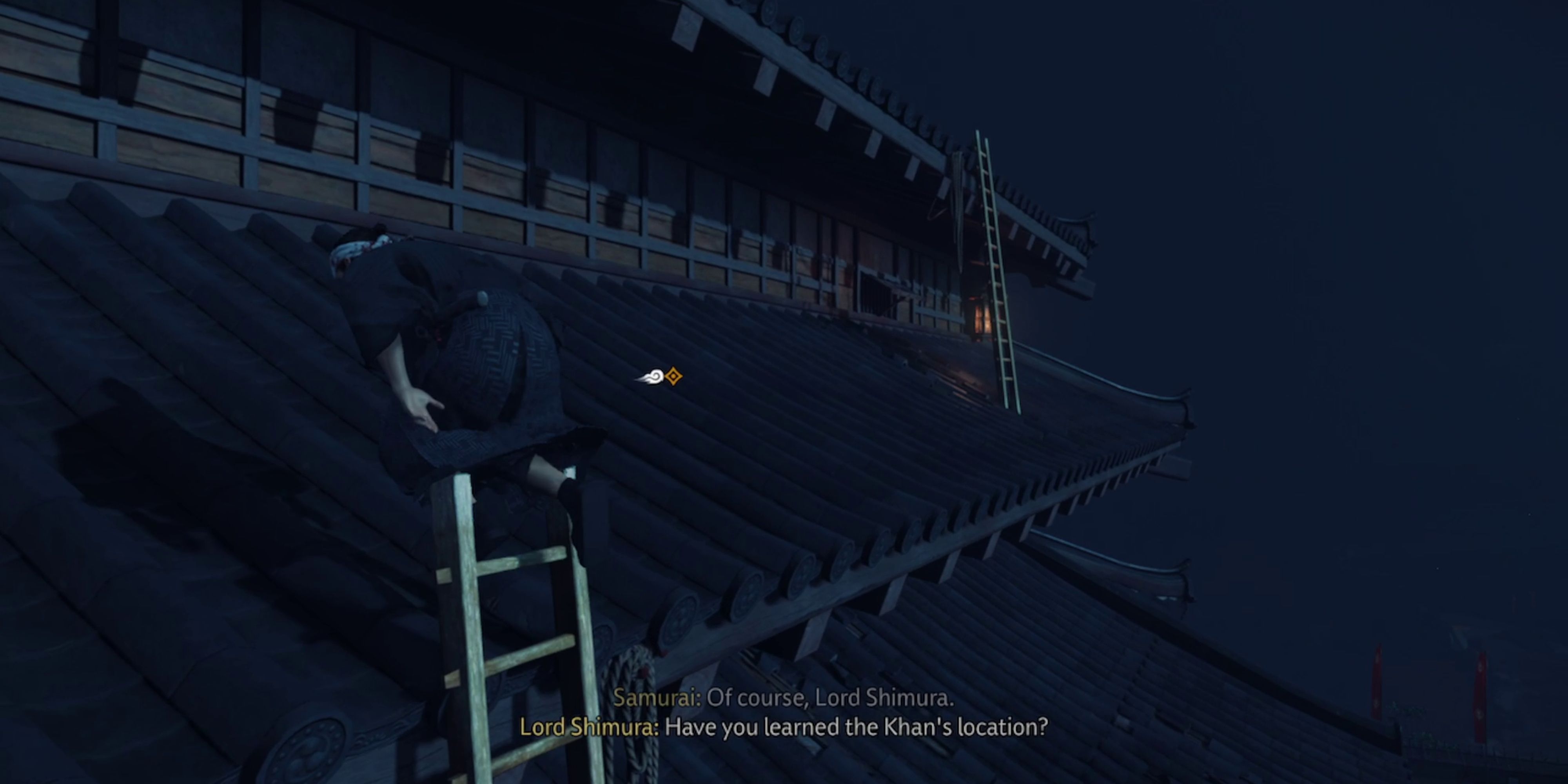 climbing the roof ladders in ghost of tsushima