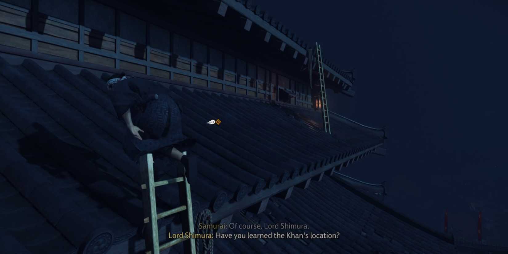 climbing the roof ladders in ghost of tsushima