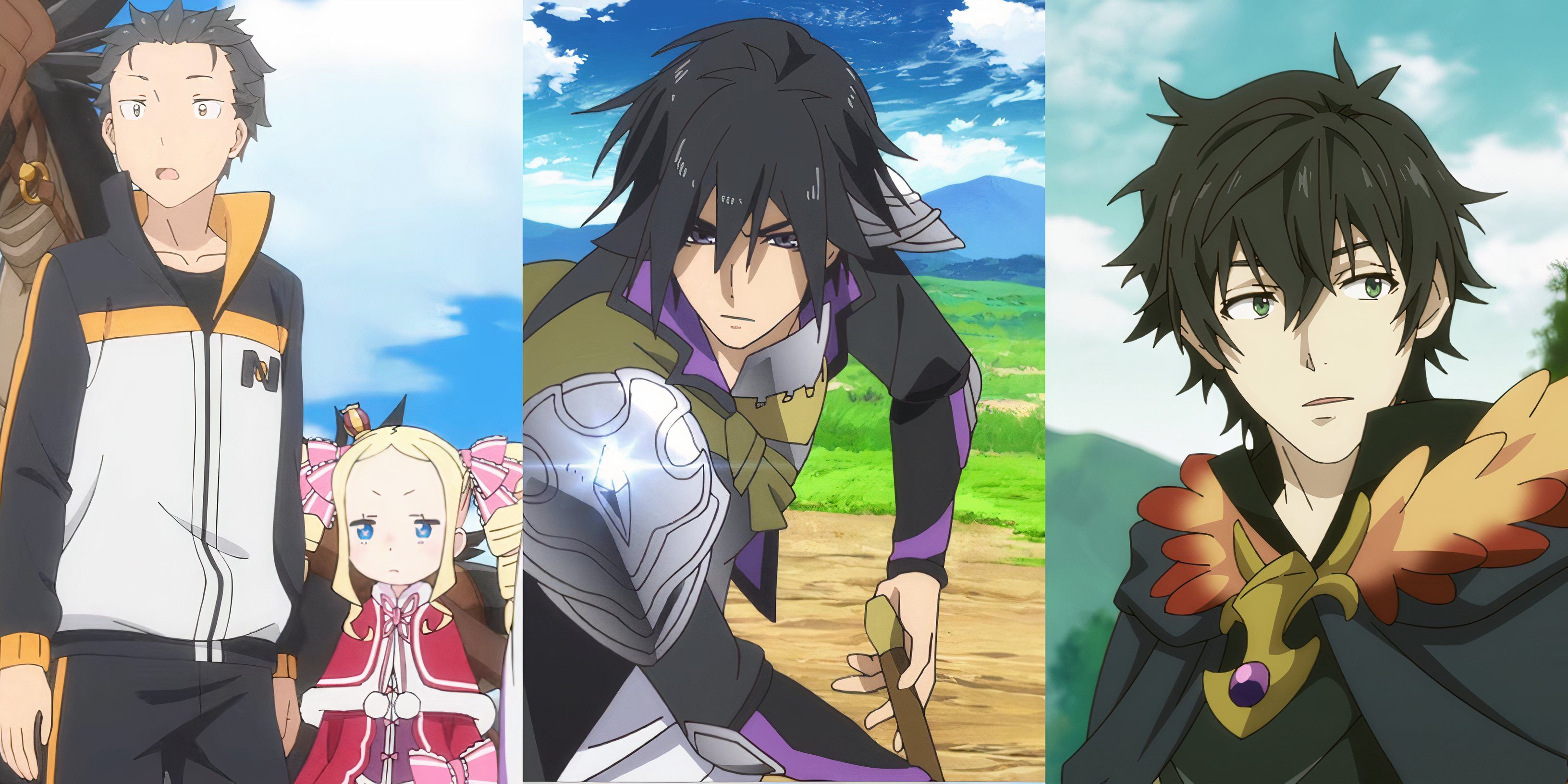 Re: Zero (left), Cautious Hero (middle), and The Rising of the Shield Hero (right)