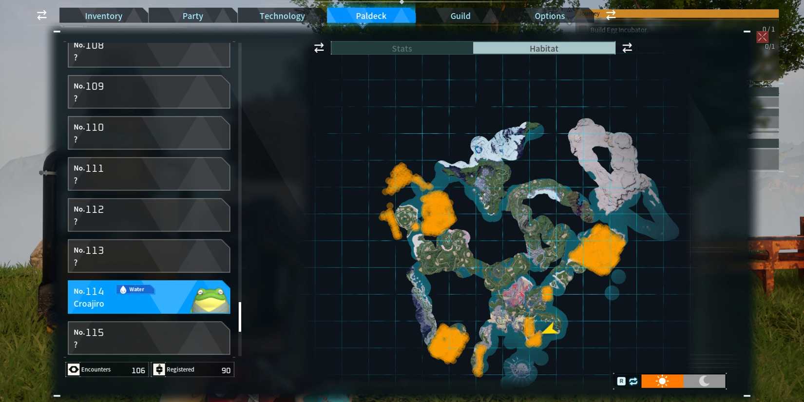 Croajiro in Palworld location map