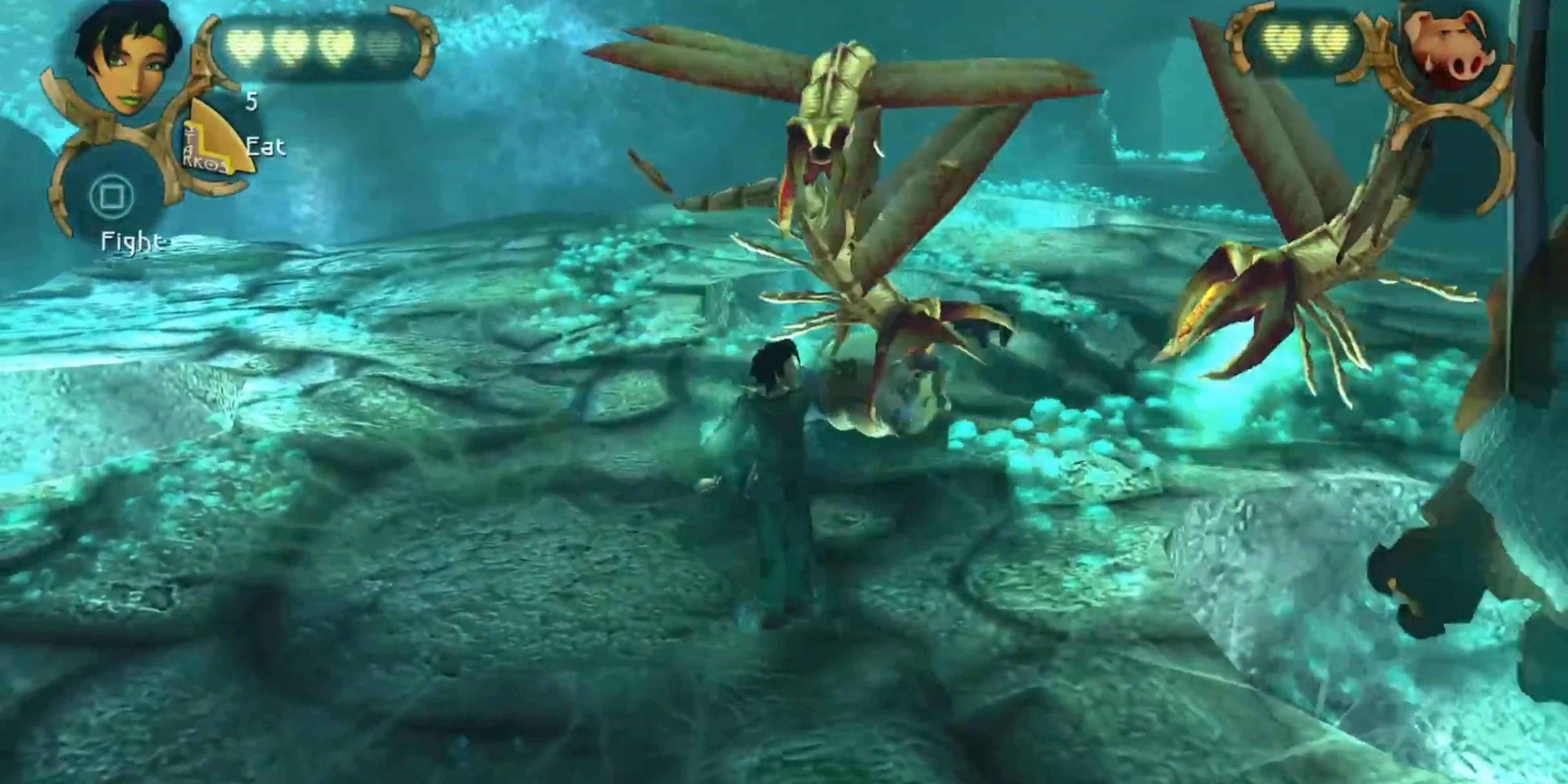 Crochax pinning Pay'j in Beyond Good And Evil Black Isle Boss