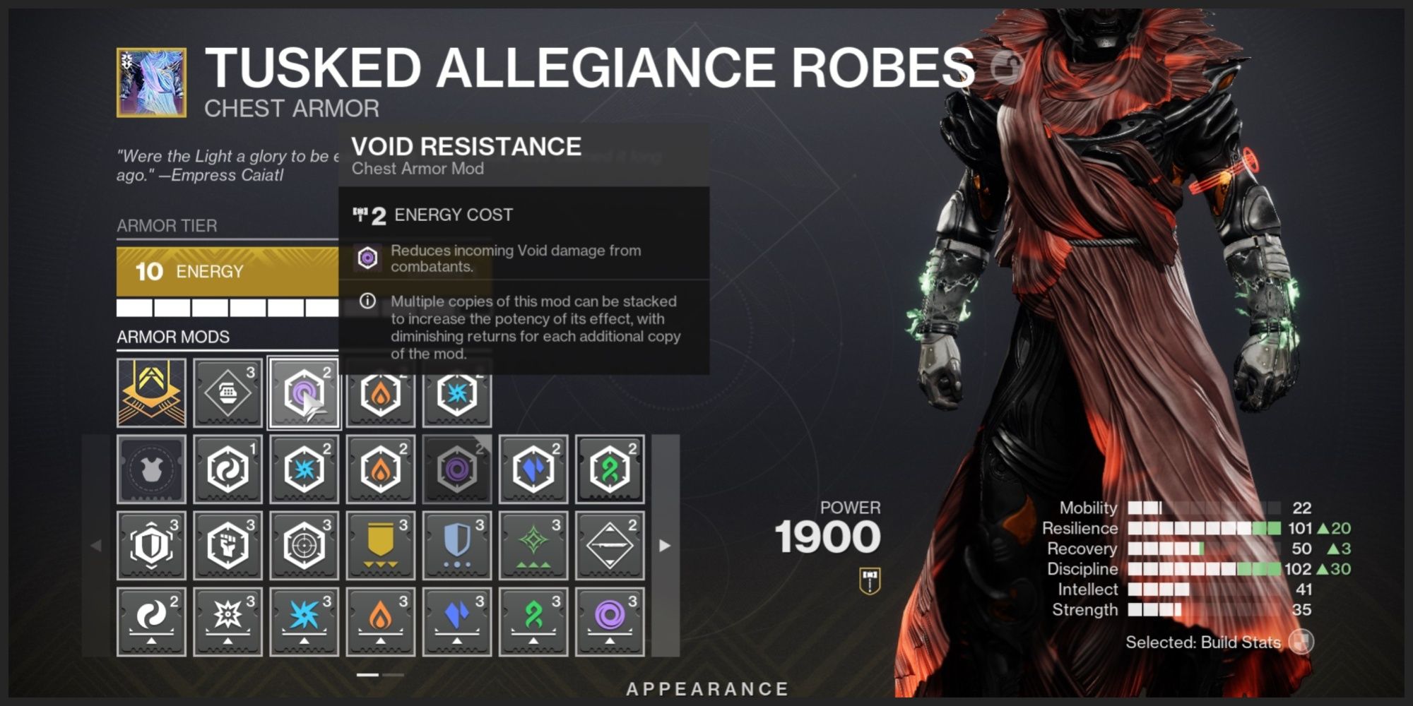 Void damage Resistance Mod in Chest Armor in Destiny 2