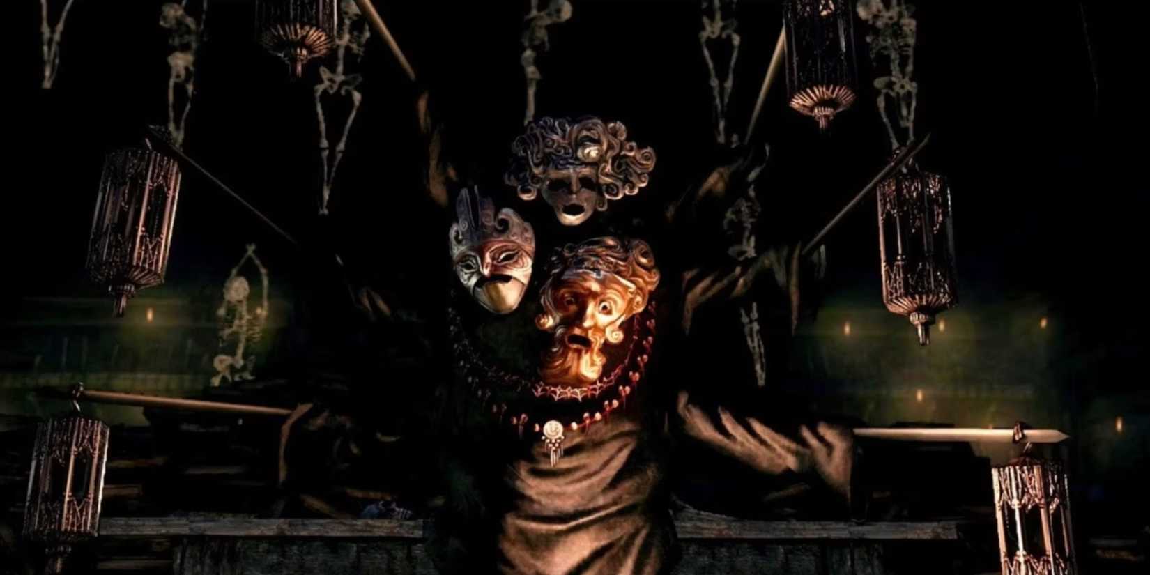 Dark Souls Pinwheel boss standing in front of an altar