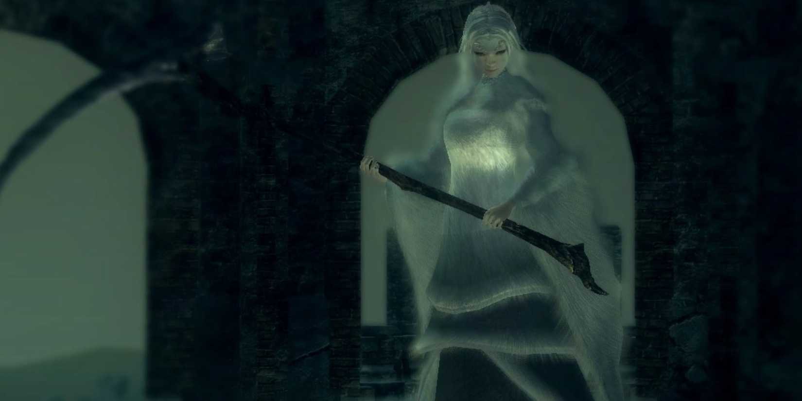 Dark Souls Priscilla holding her scythe 