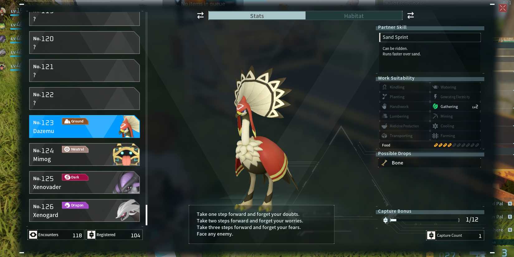 Dazemu in Palworld paldeck entry