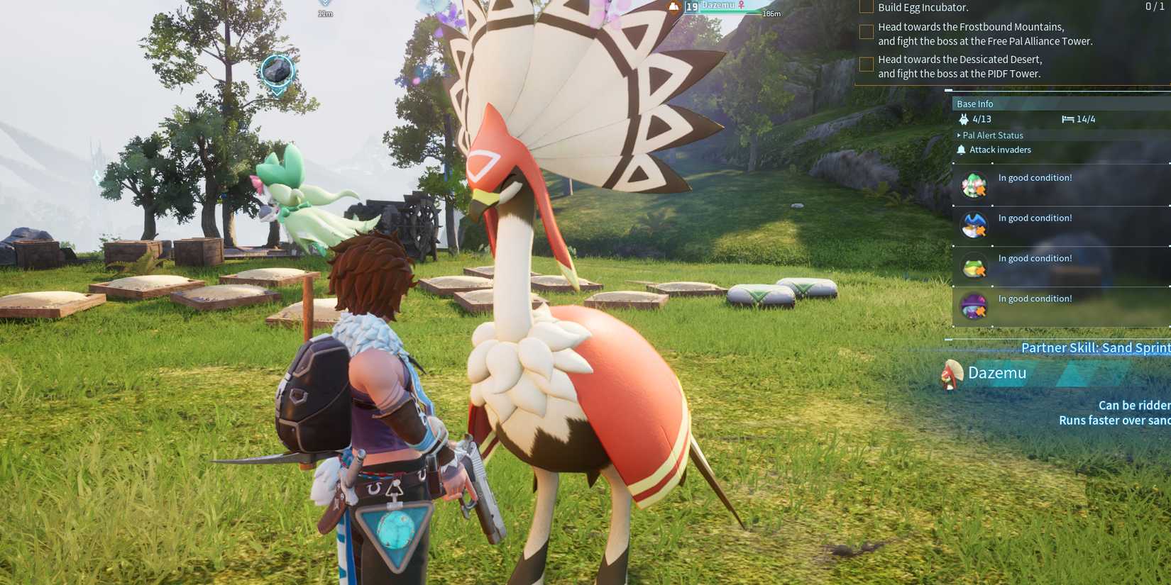 Dazemu in Palworld base