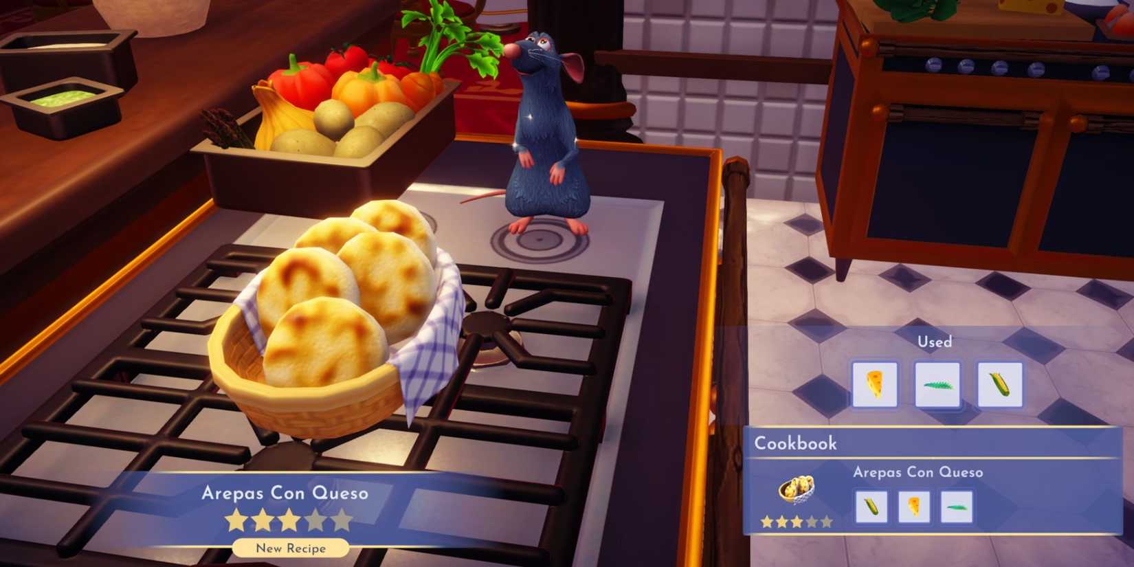 disney dreamlight valley how to make arepas con queso