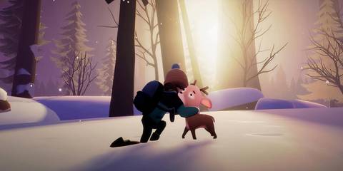 Deer and Boy Hug Deer and Boy