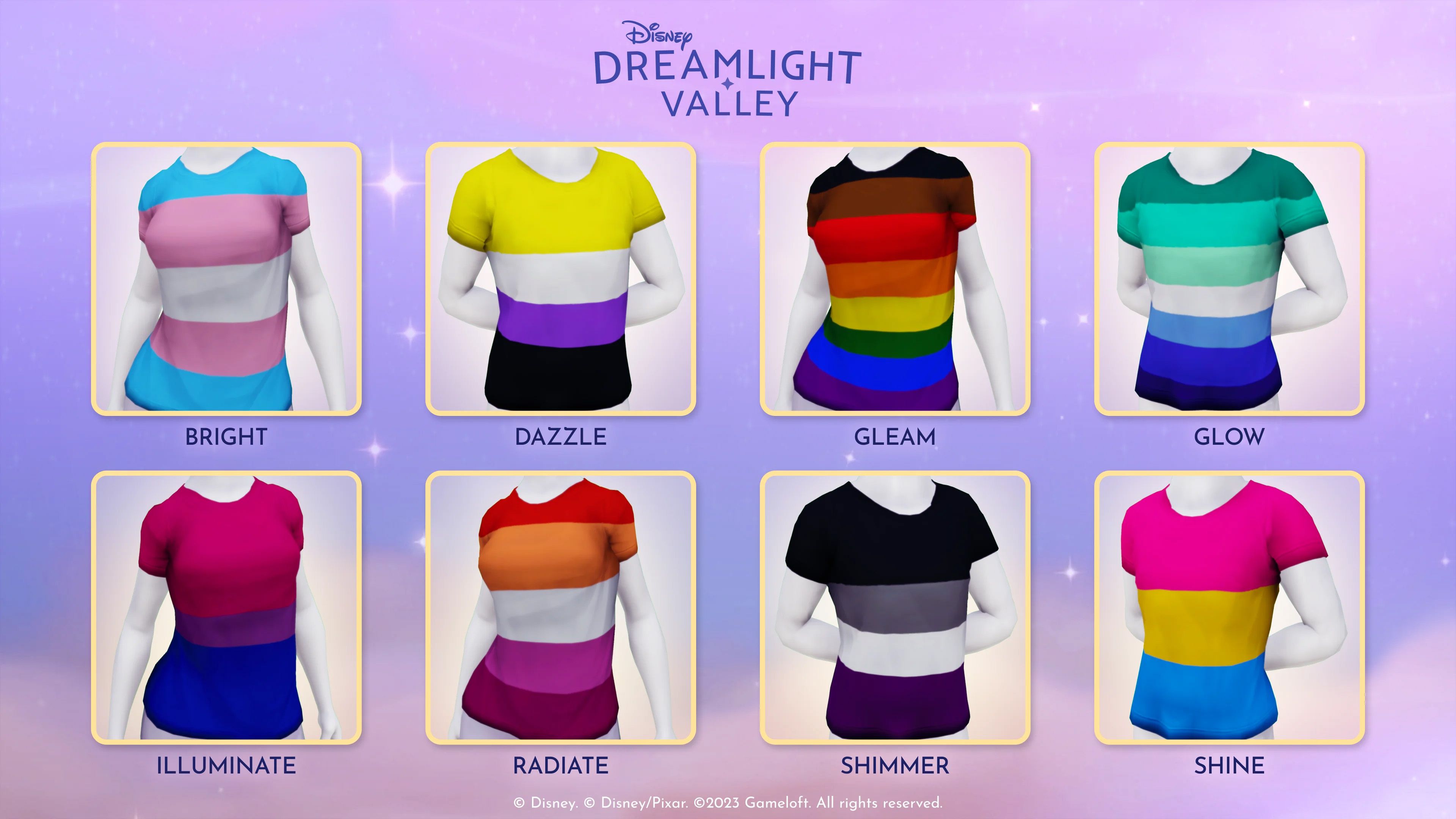 Disney Dreamlight Valley Pride 2024 shirts from free promo codes