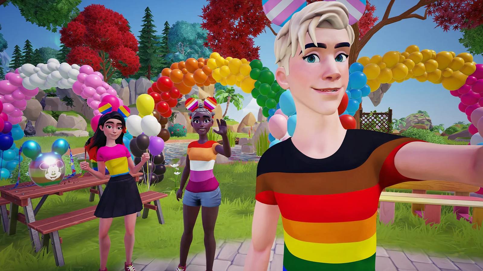 Disney Dreamlight Valley Pride 2024 shirts in-game selfie Gameloft promo screenshot
