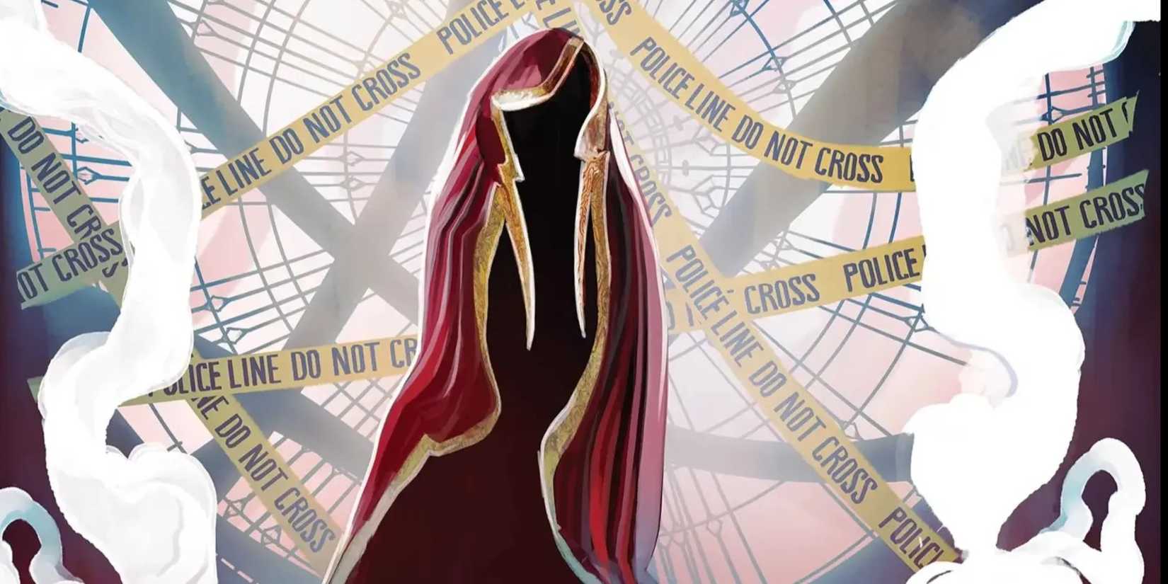 Doctor Strange's cloak hovering in a crime scene in The Death of Doctor Strange