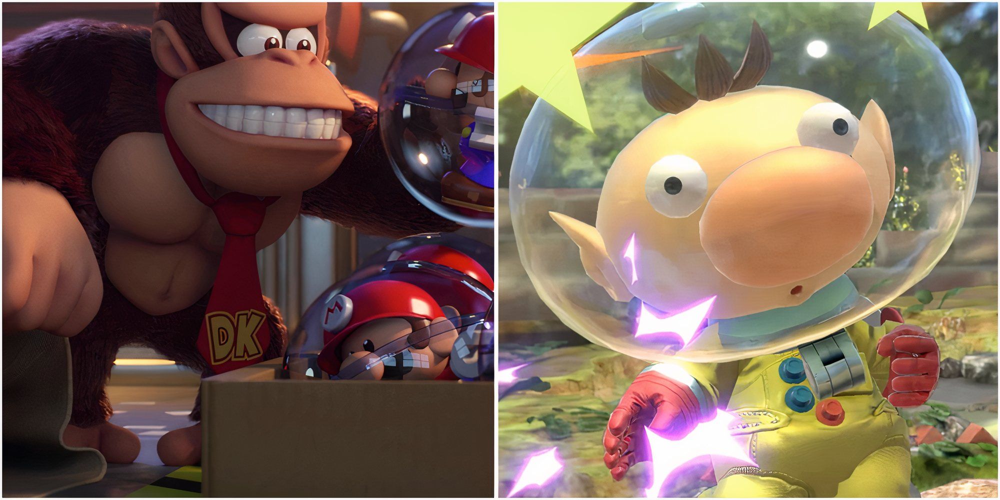 Donkey Kong stealing toys in Mario vs. Donkey Kong and Captain Olimar in Pikmin