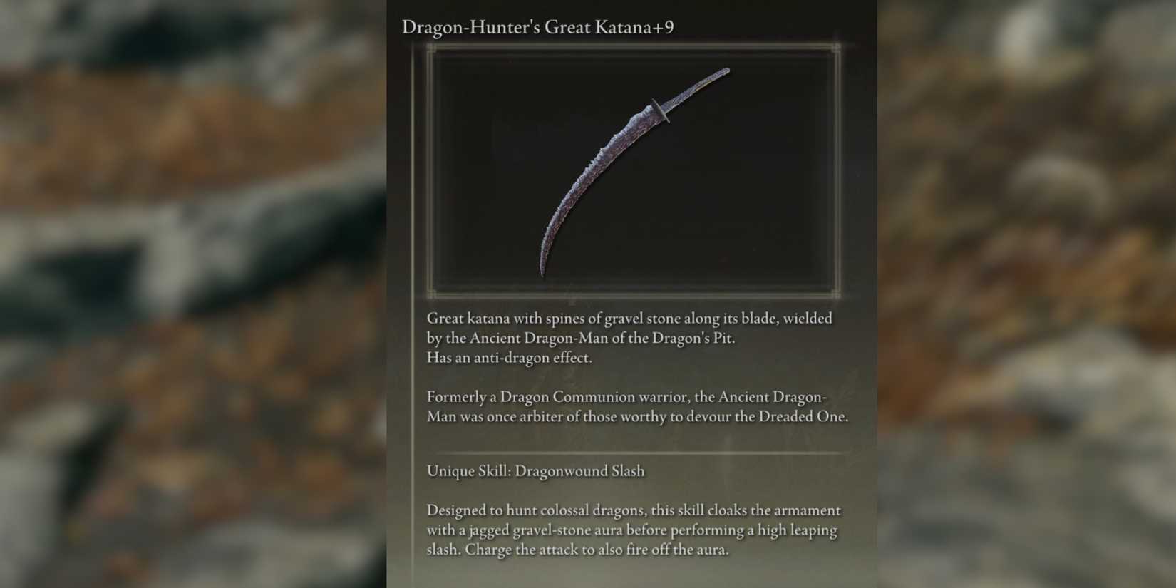 dragon hunter's great katana in elden ring shadow of the erdtree