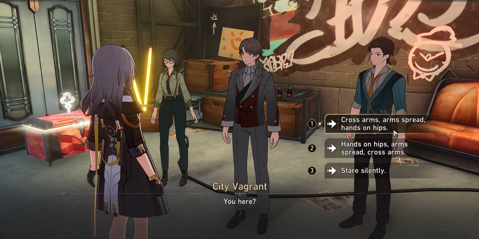 dreamflux reef study group achievement in honkai star rail hsr city vagrants cross arms arms spread hands on hips