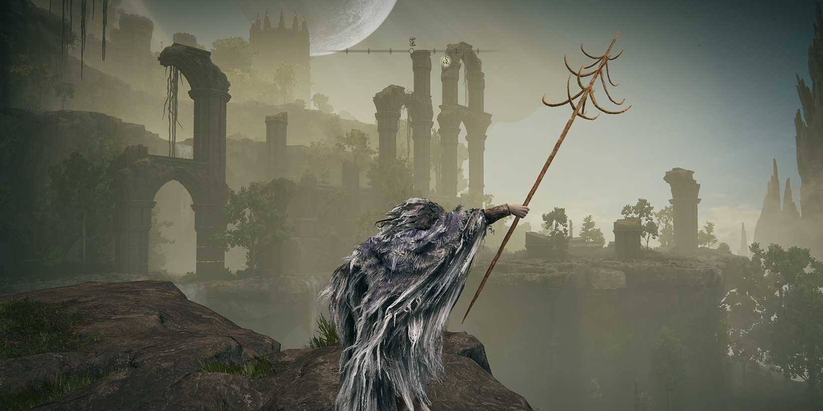 Elden Ring character showcasing barbed staff spear.