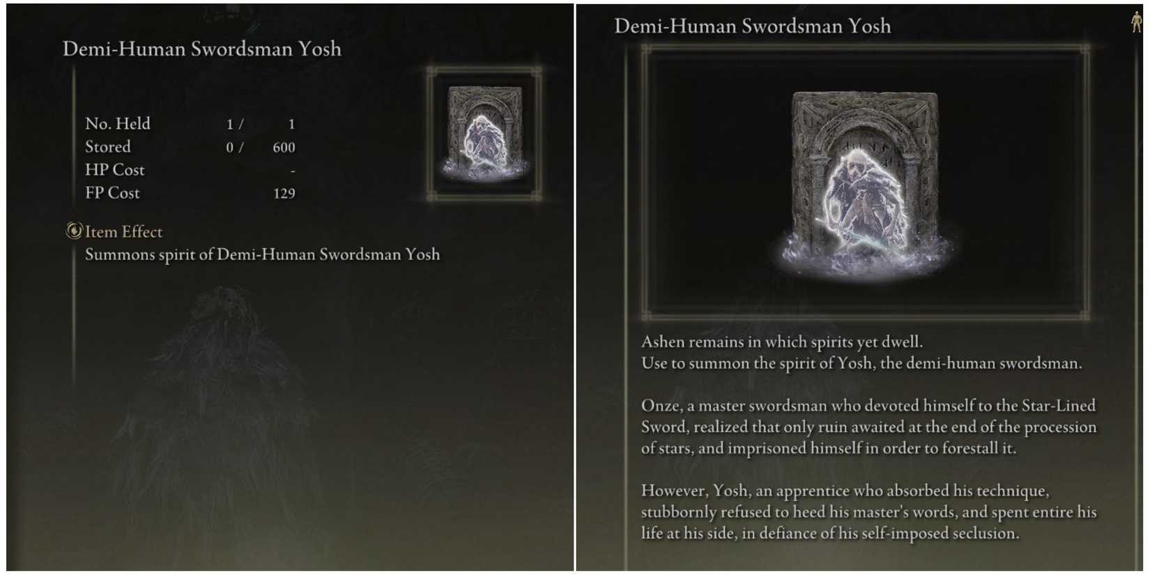 elden ring demi-human swordsman yosh stats