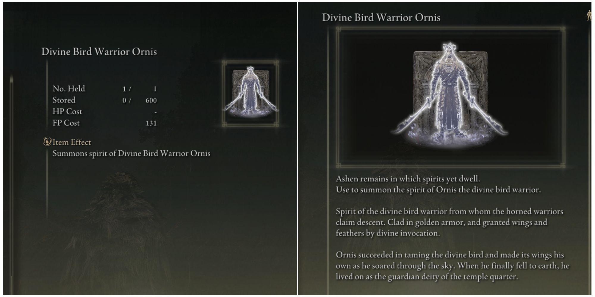 elden ring divine bird warrior ornis stats