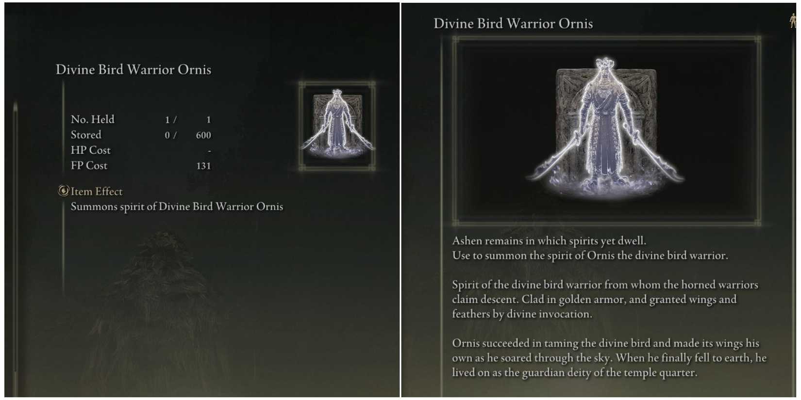 elden ring divine bird warrior ornis stats