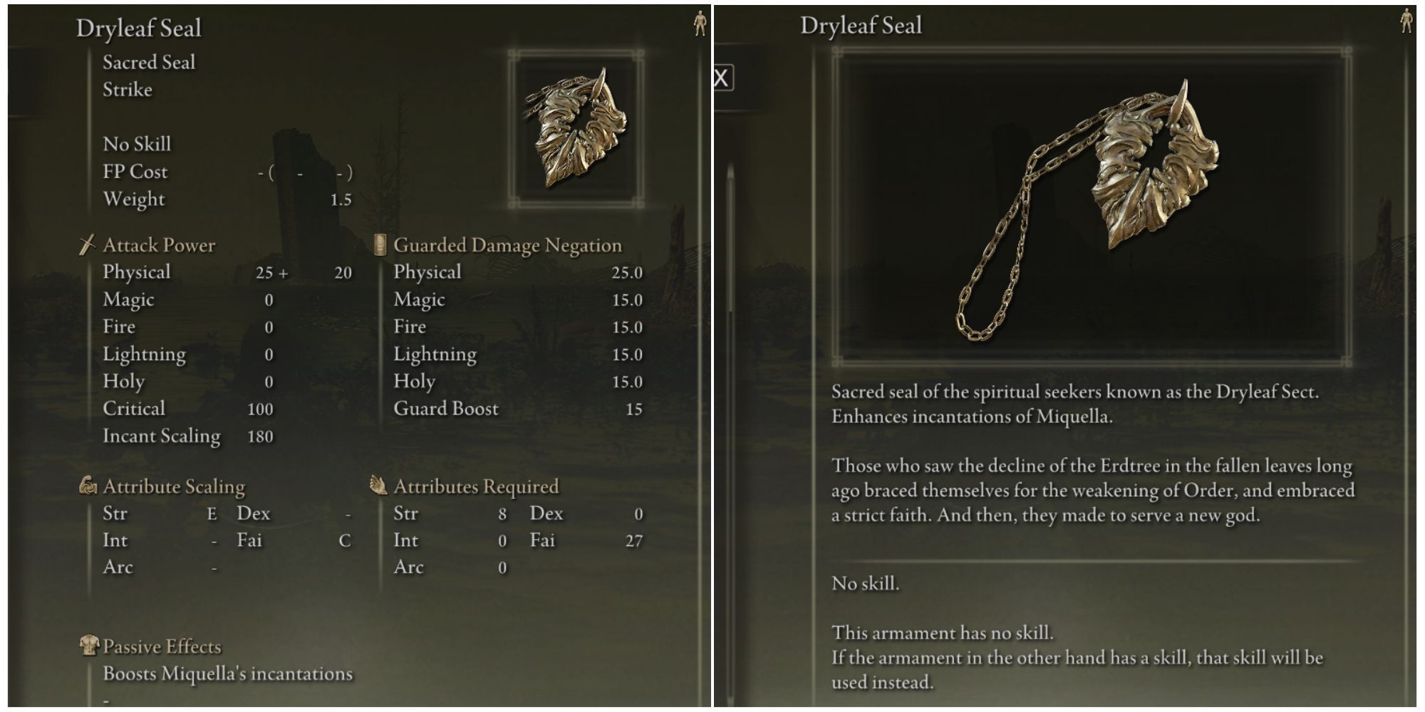 elden ring dryleaf seal stats