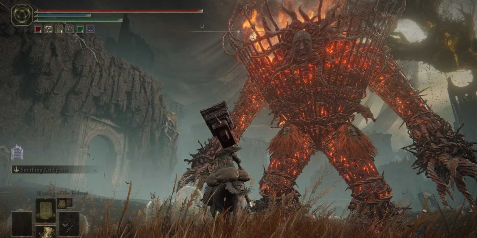 Elden Ring Furnace Golem in battle with the player