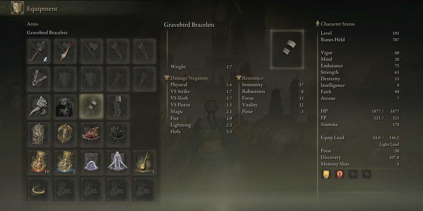 elden ring gravebird bracelets stats