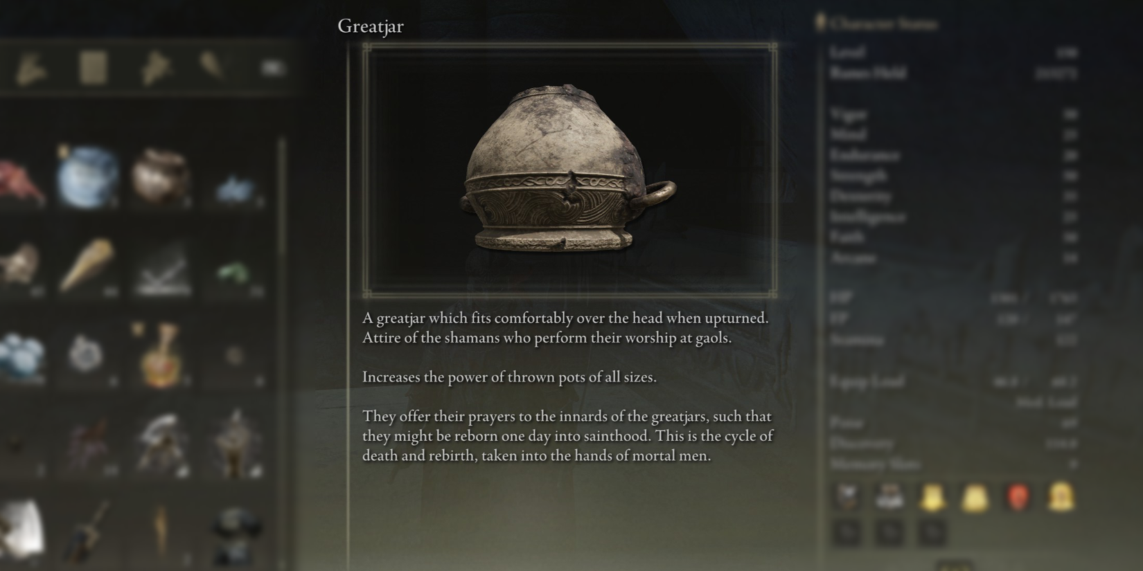Elden Ring Greatjar Helmet Item Description Great Jar Head Armor Shadow of the Erdtre