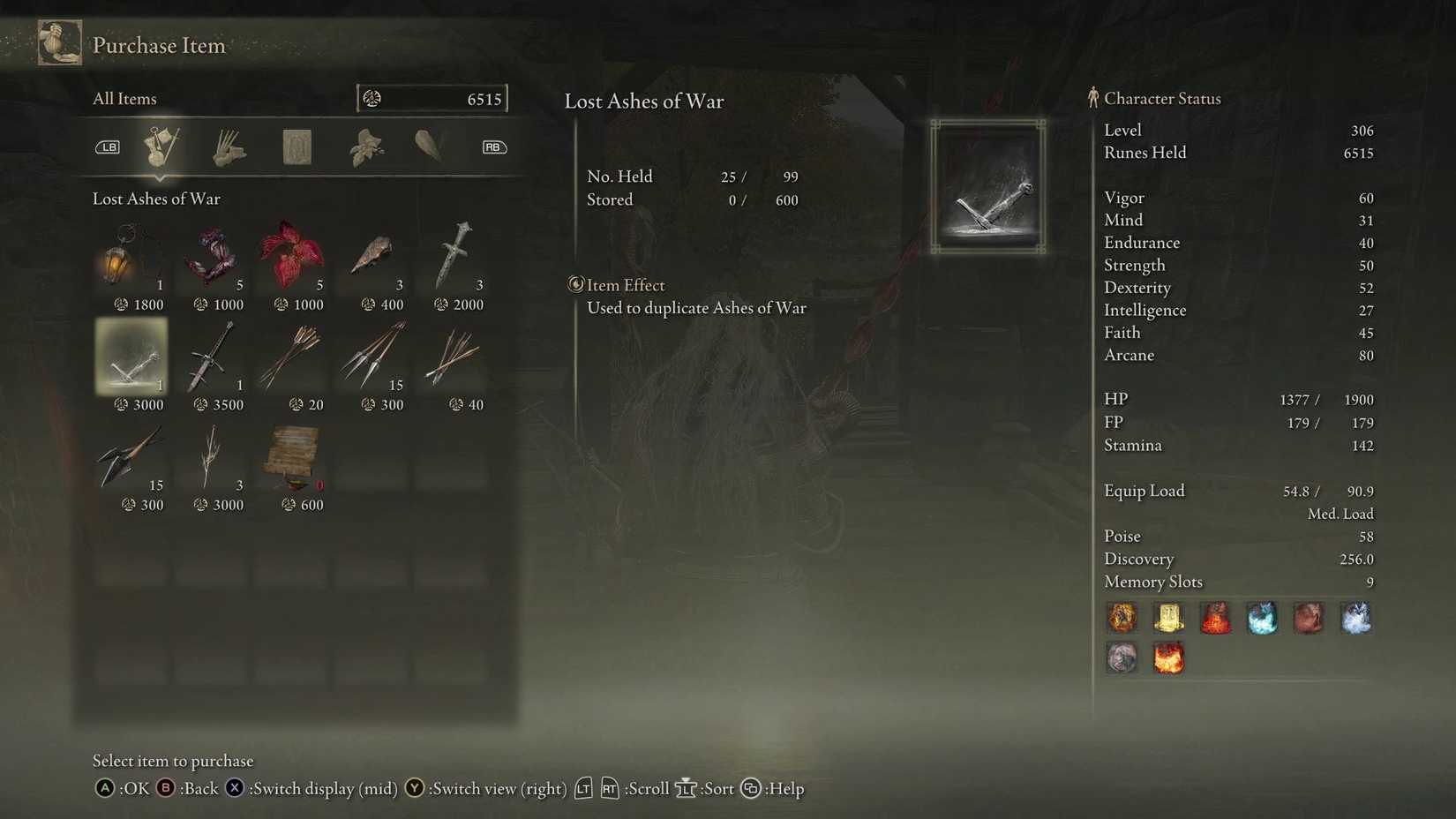 Elden Ring - Lost Ashes of War sold by Isolated Merchant in Weeping Peninsula