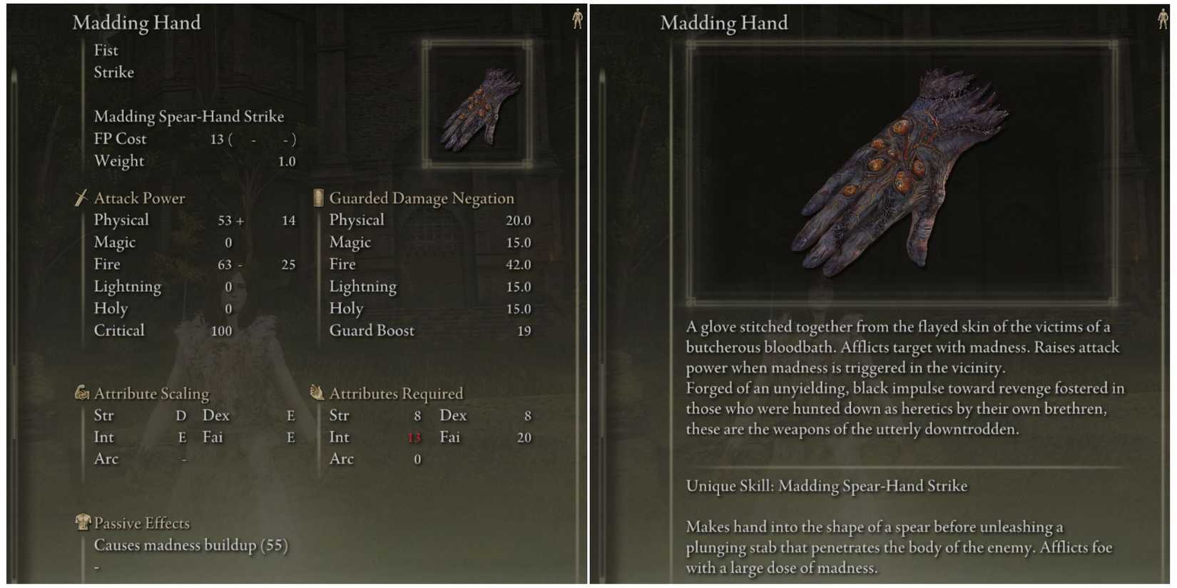 elden ring madding hand stats