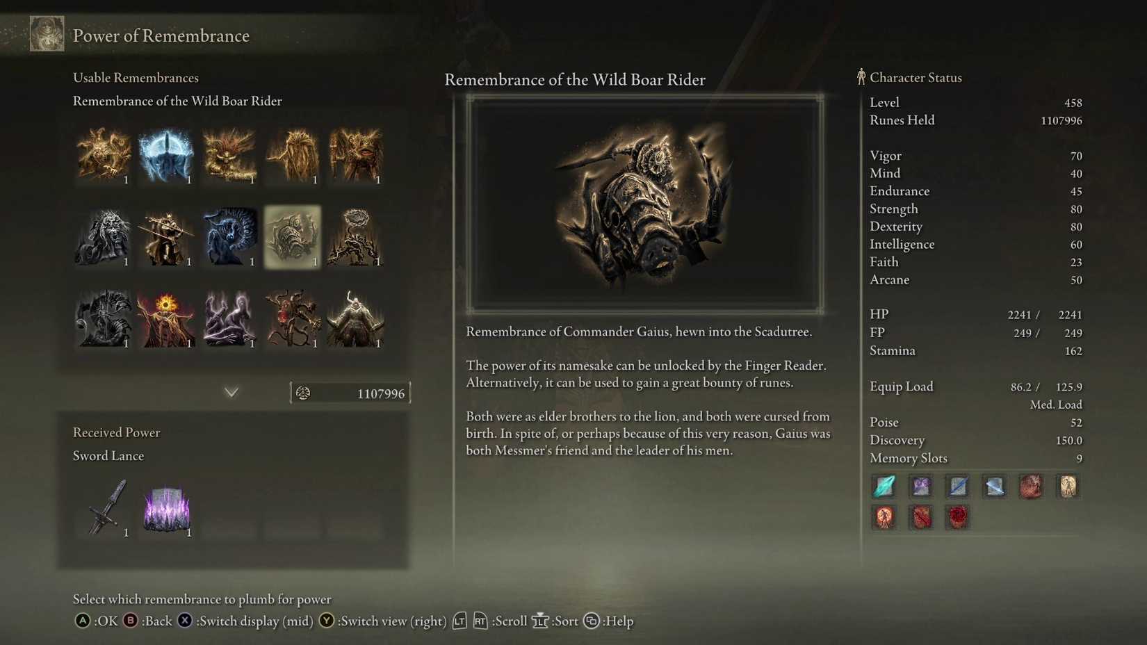 Remembrance of Wild Boar Rider in Elden Ring