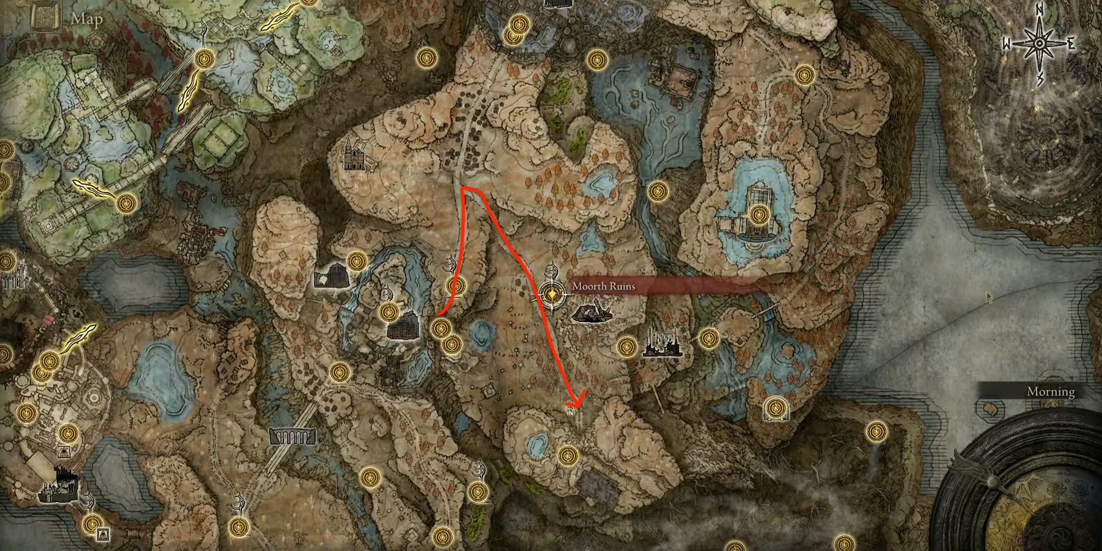 Path showcasing the location of Repeating Crossbow in Elden Ring