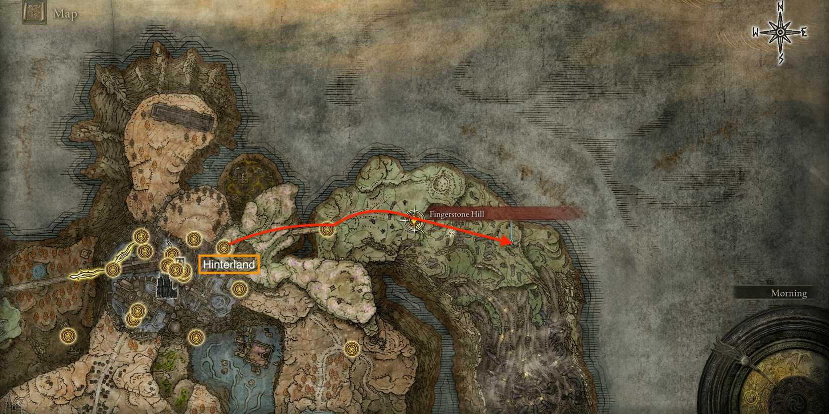 Path from Hinterland to Fingercreep Ashes in Elden Ring - Shadow of the Erdtree