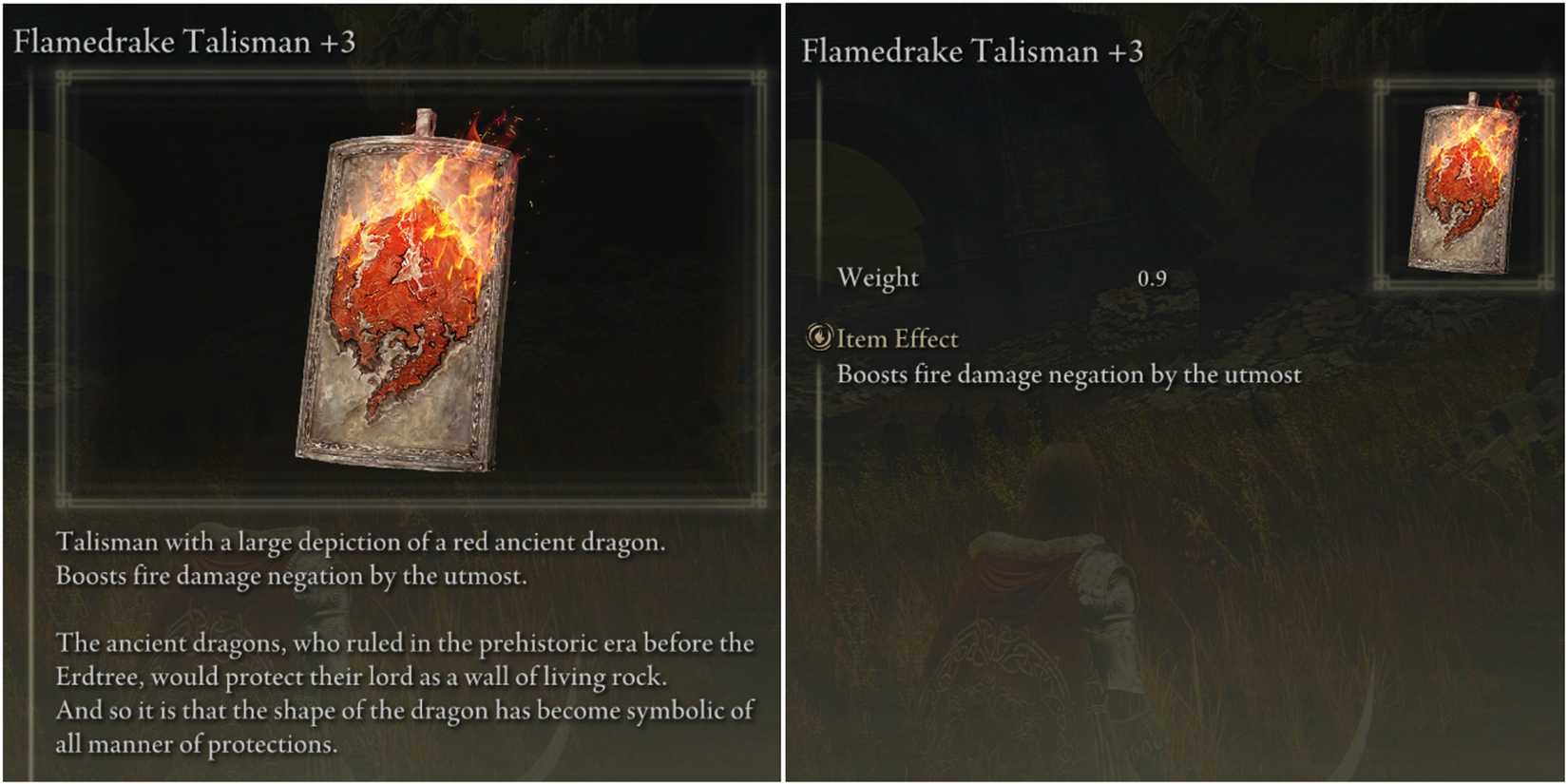 Elden Ring - Shadow Of The Erdtree - Flamedrake +3 Talisman