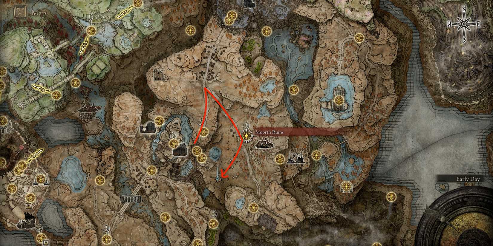 Path from Castle Ensis to Ruined Forge of Starfall Past in Elden Ring Shadow of the Erdtee DLC