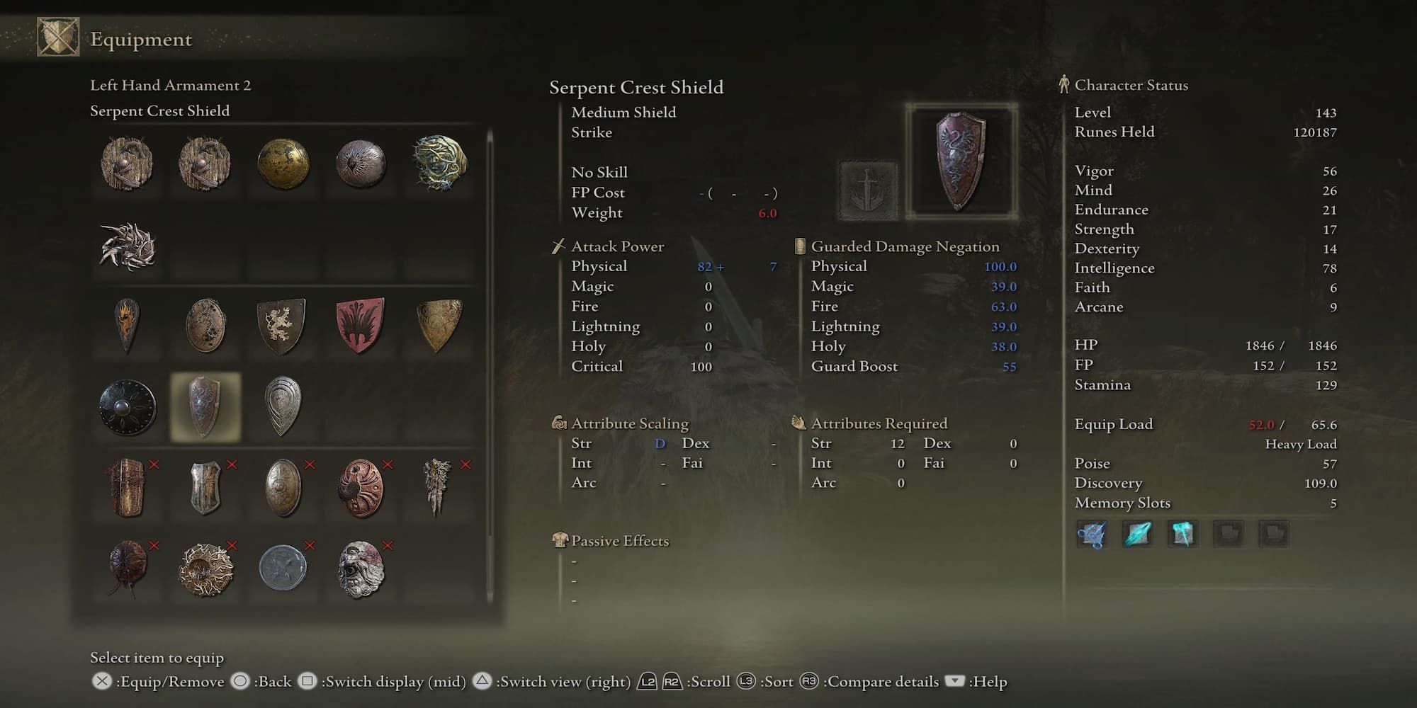 The Serpent Crest Shield In The Player's Inventory 