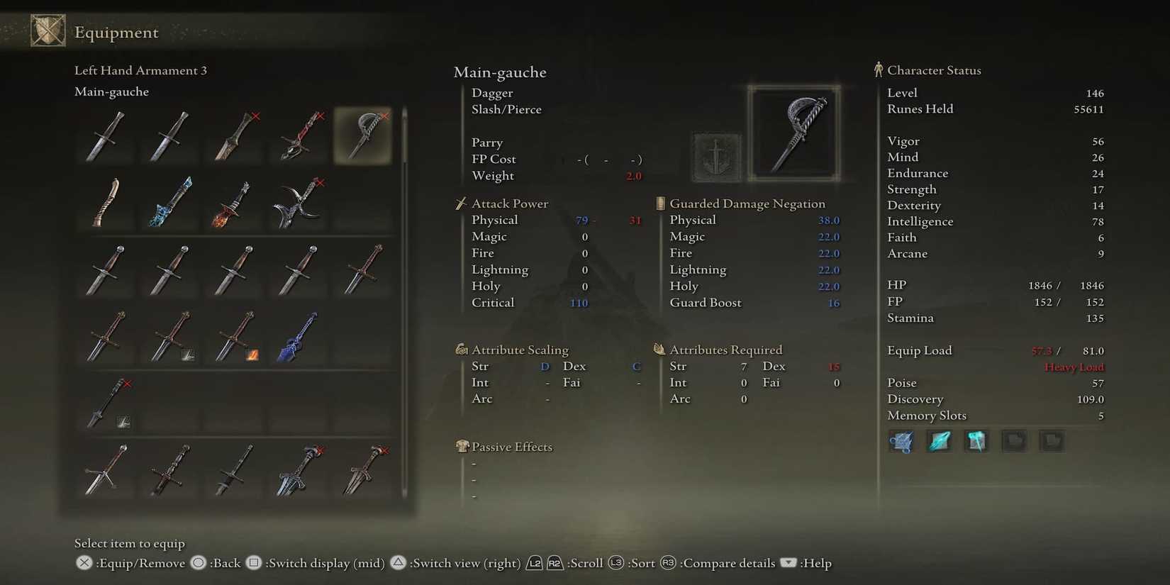 The Main-gauche In The Player's Inventory 
