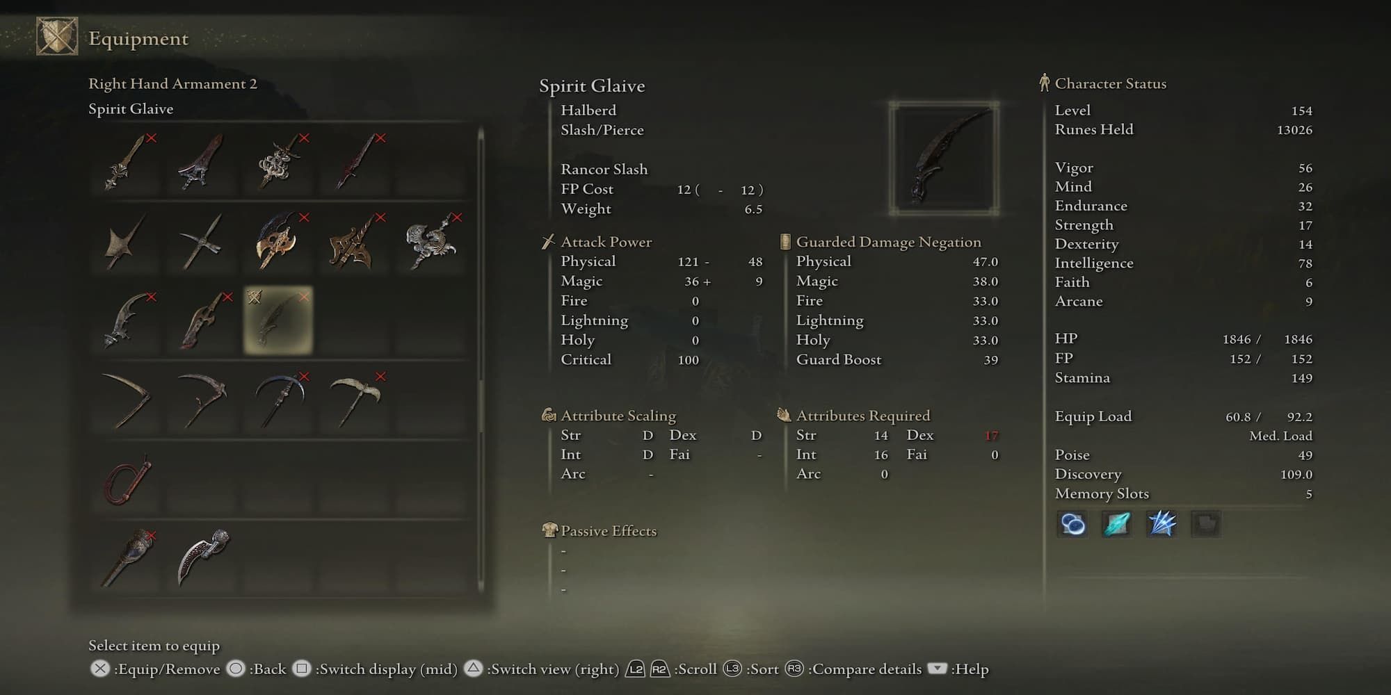 The Spirit Glaive In The Player's Inventory 