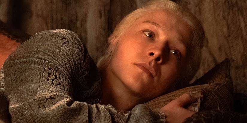 Emma D'Arcy as Rhaenyra lying in bed in House of the Dragon Season 2, Episode 2