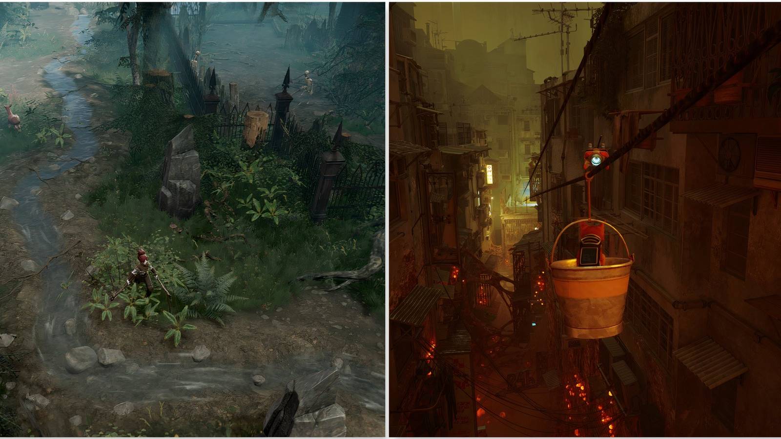 Exploring the worlds in V Rising and Stray